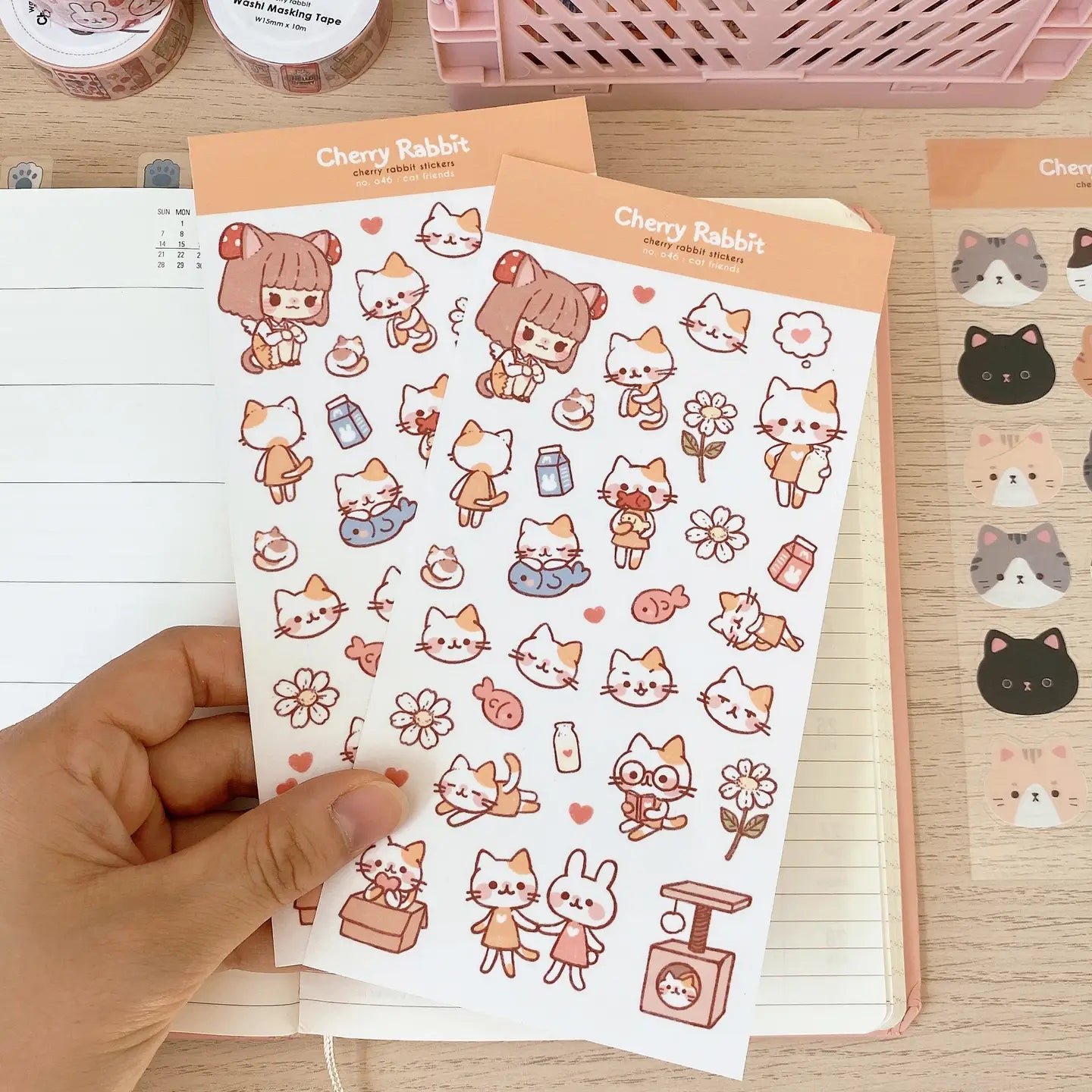 Calico Kitty OC Sticker Sheet • Cherry Rabbit