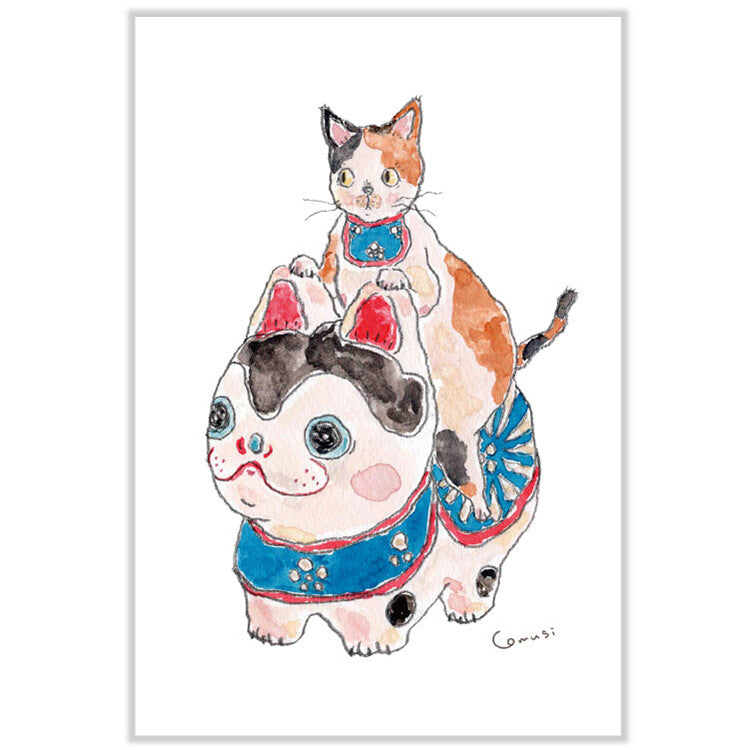 Kitty Riding Inu Hariko • 4x6 Postcard Print