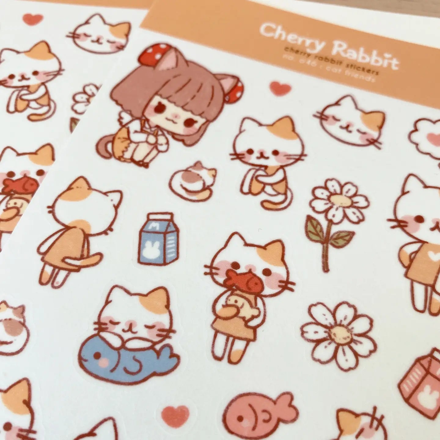 Calico Kitty OC Sticker Sheet • Cherry Rabbit
