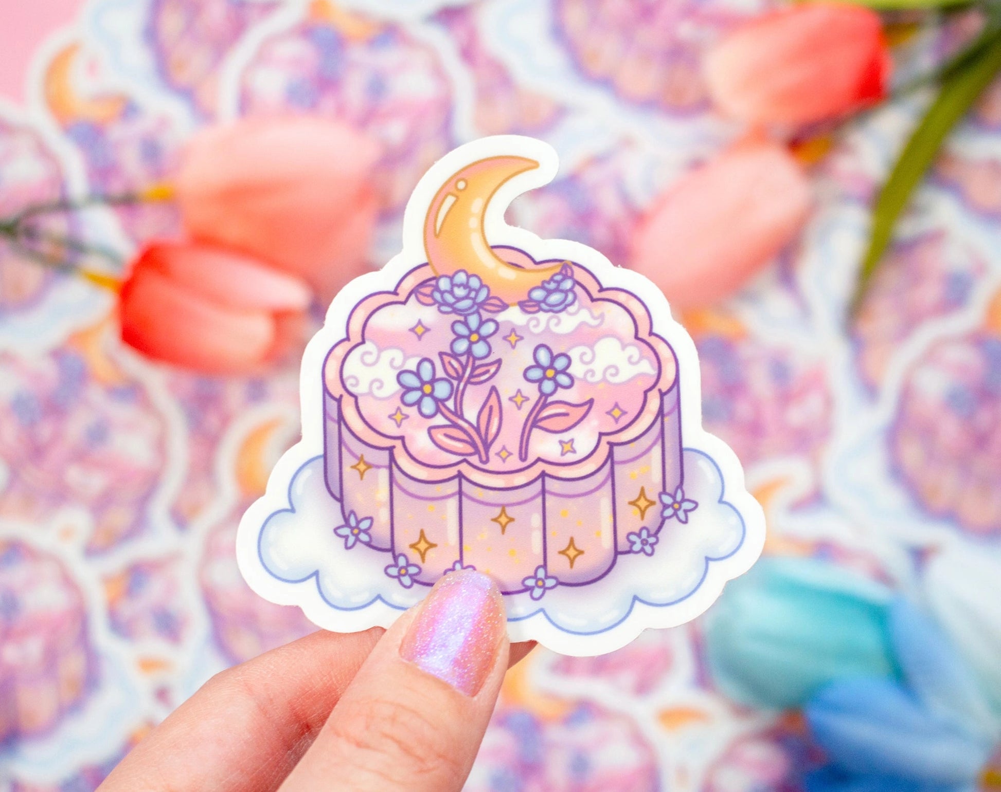 Moon Cake • 3” Vinyl Sticker • Unicorn Eclipse