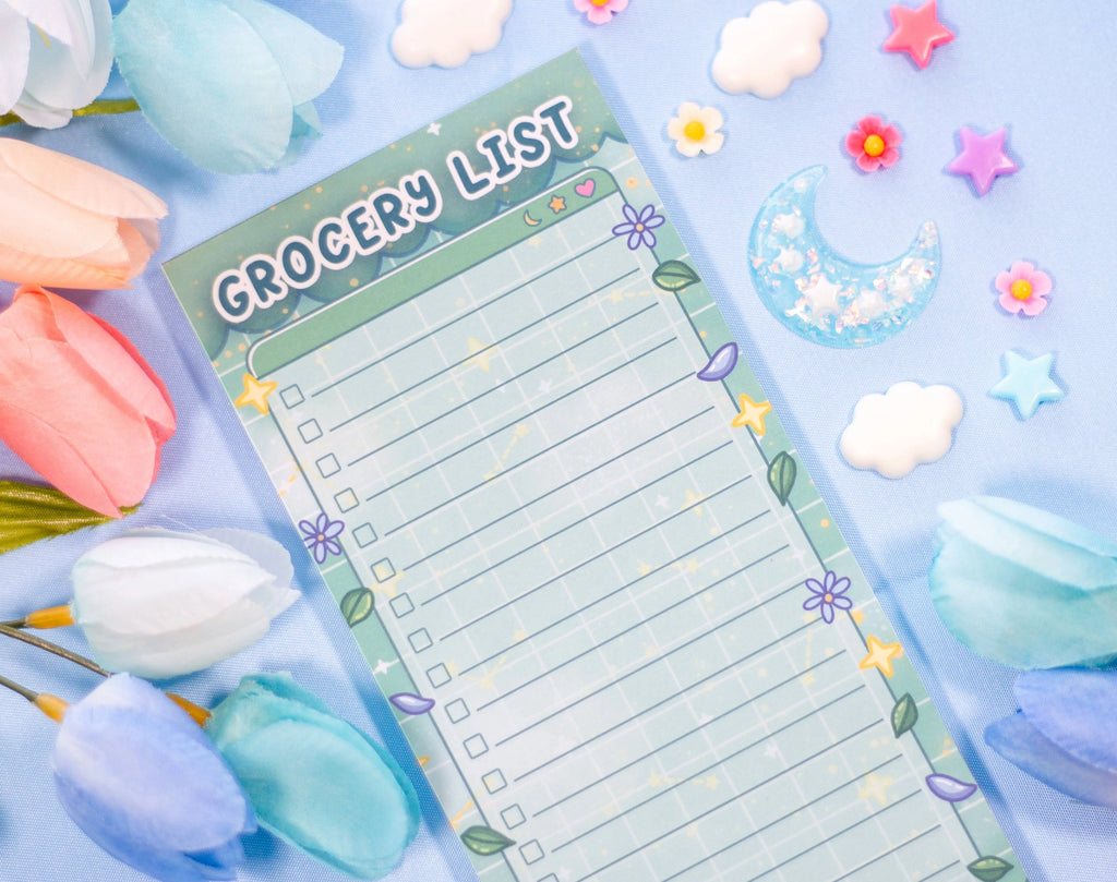 Botanical Bliss Grocery List Notepad • Unicorn Eclipse