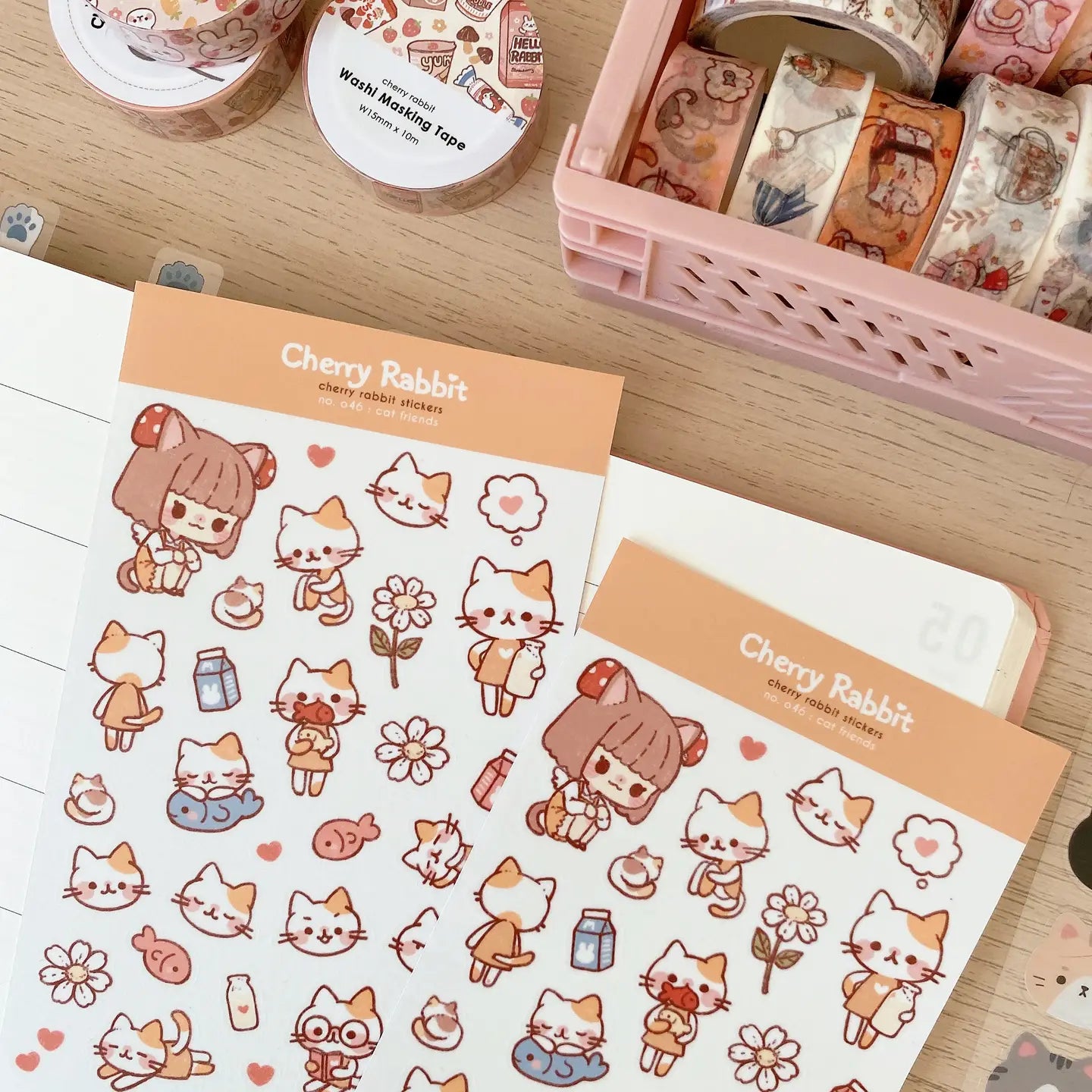 Calico Kitty OC Sticker Sheet • Cherry Rabbit