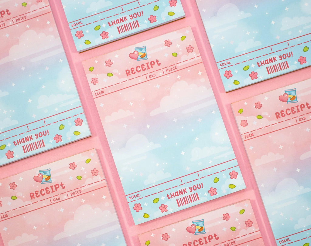 Kawaii Snacks Receipt Notepad • Unicorn Eclipse