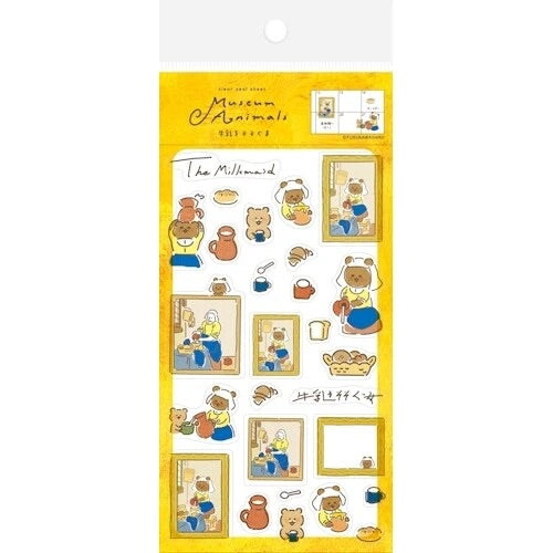 Museum Animals: Milkmaid Bear Sticker Sheet • Furukawashiko