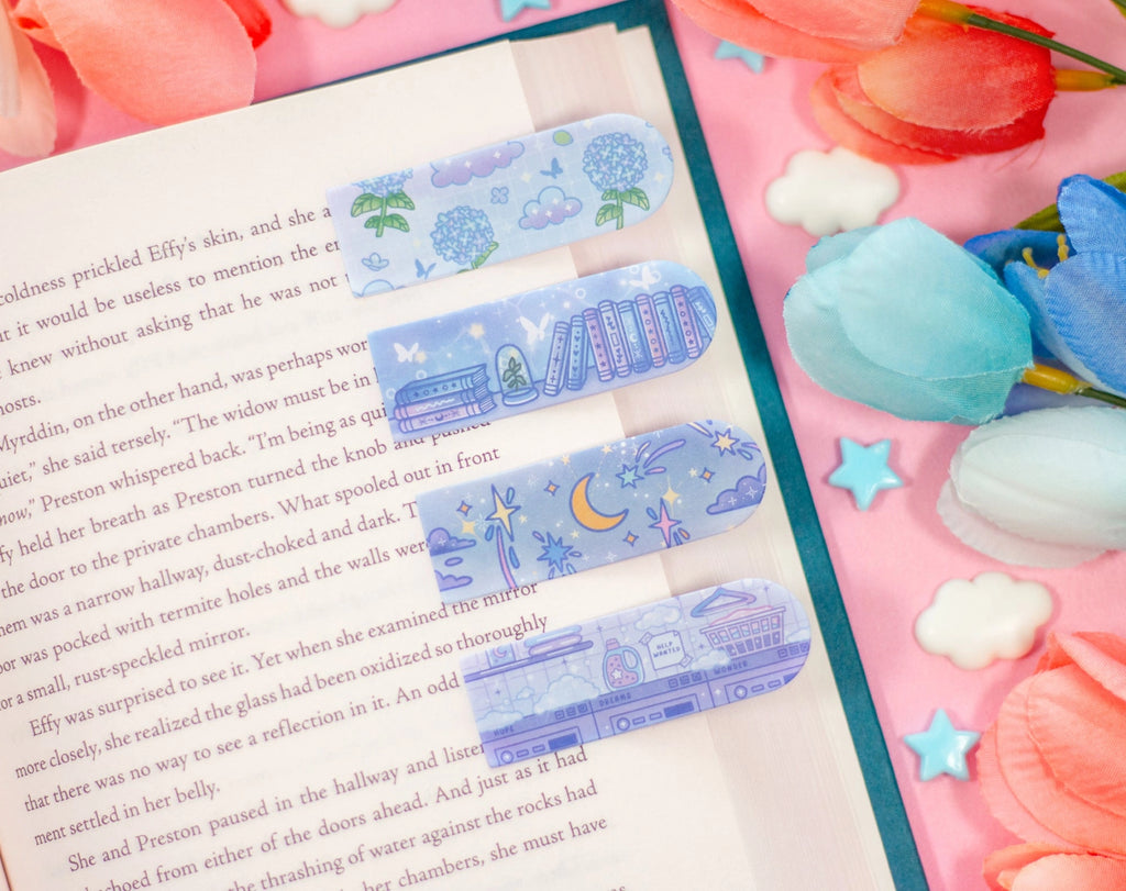 Blue Floral Sticky Page Flags • Unicorn Eclipse