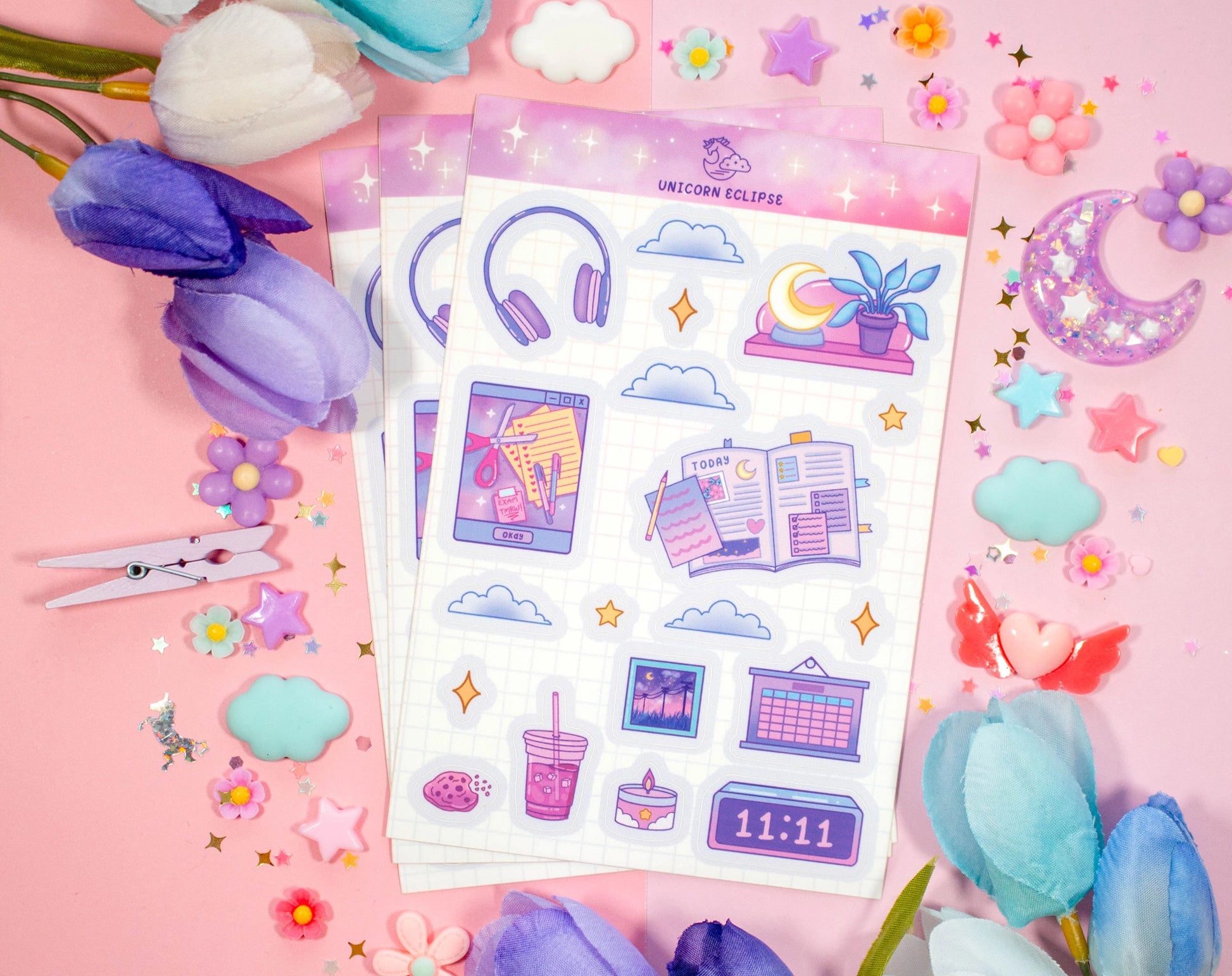 Study Night • Sticker Sheet •  Unicorn Eclipse
