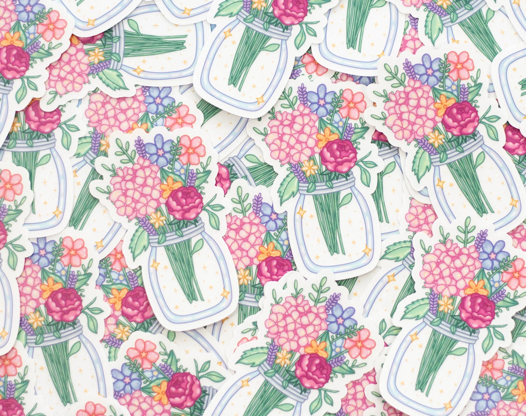 Flower Jar • 3.5” Clear Vinyl Sticker • Unicorn Eclipse