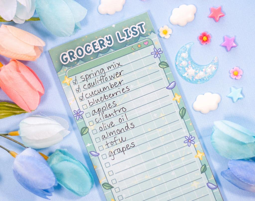 Botanical Bliss Grocery List Notepad • Unicorn Eclipse