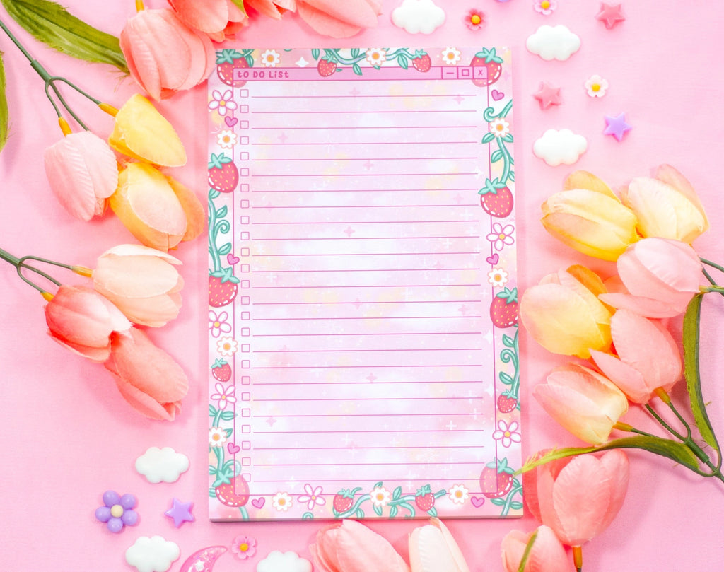 Sweet Strawberries To Do List Planner Pad • Unicorn Eclipse