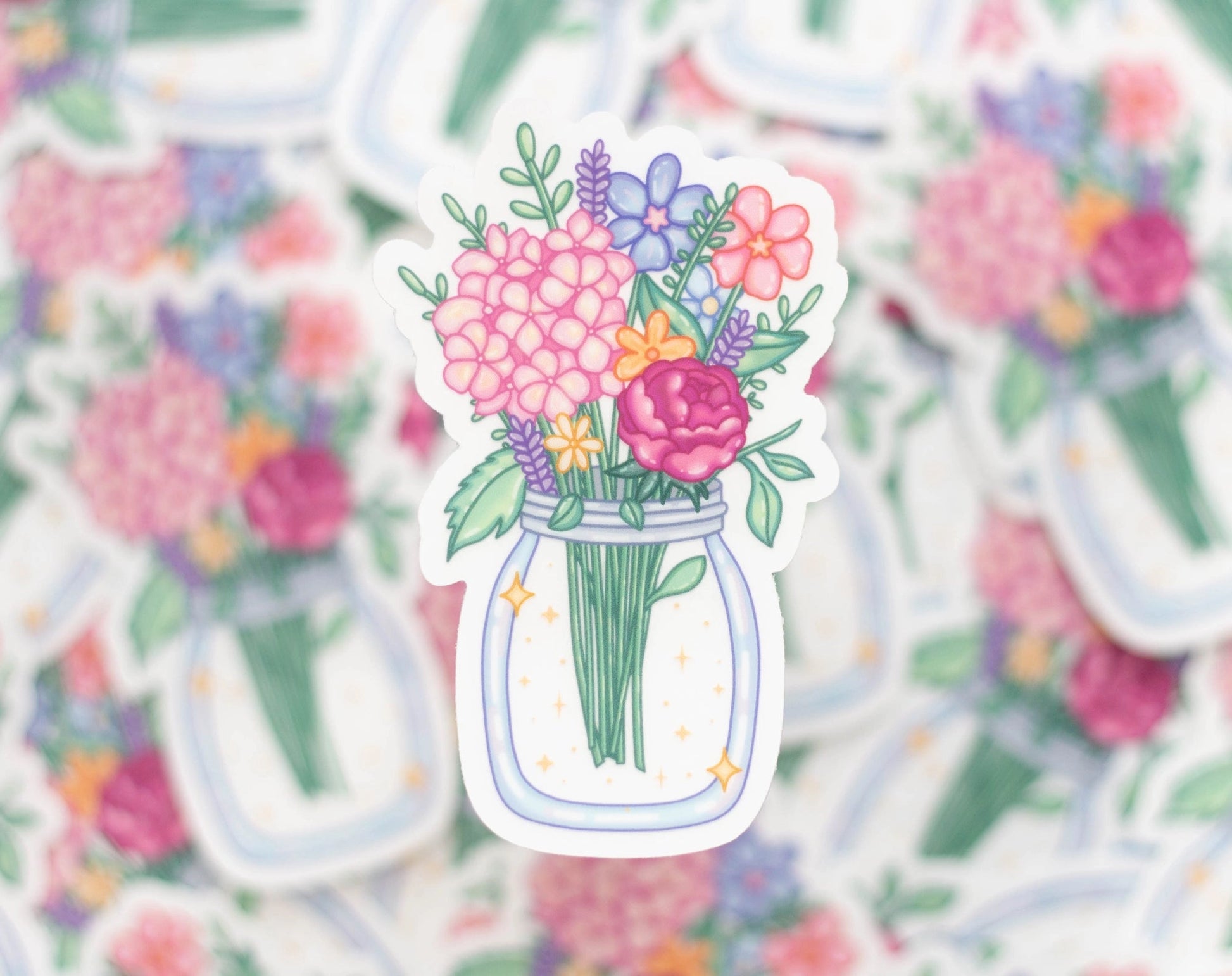 Flower Jar • 3.5” Clear Vinyl Sticker • Unicorn Eclipse