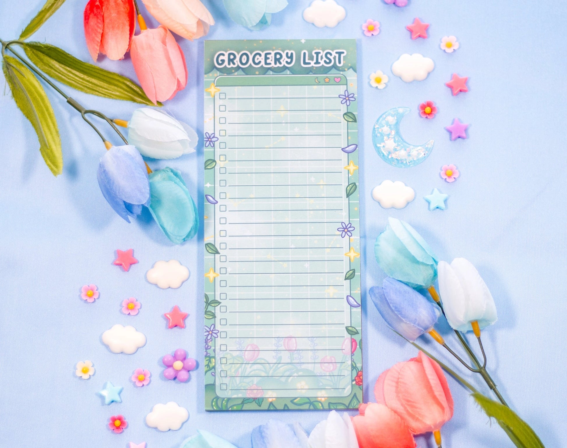 Botanical Bliss Grocery List Notepad • Unicorn Eclipse