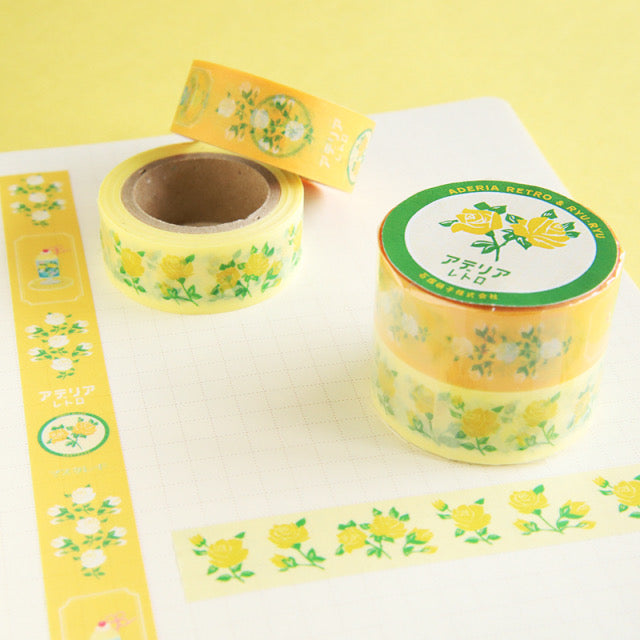 Yellow Rose Classic Retro 2 Washi Set • Aderia Retro