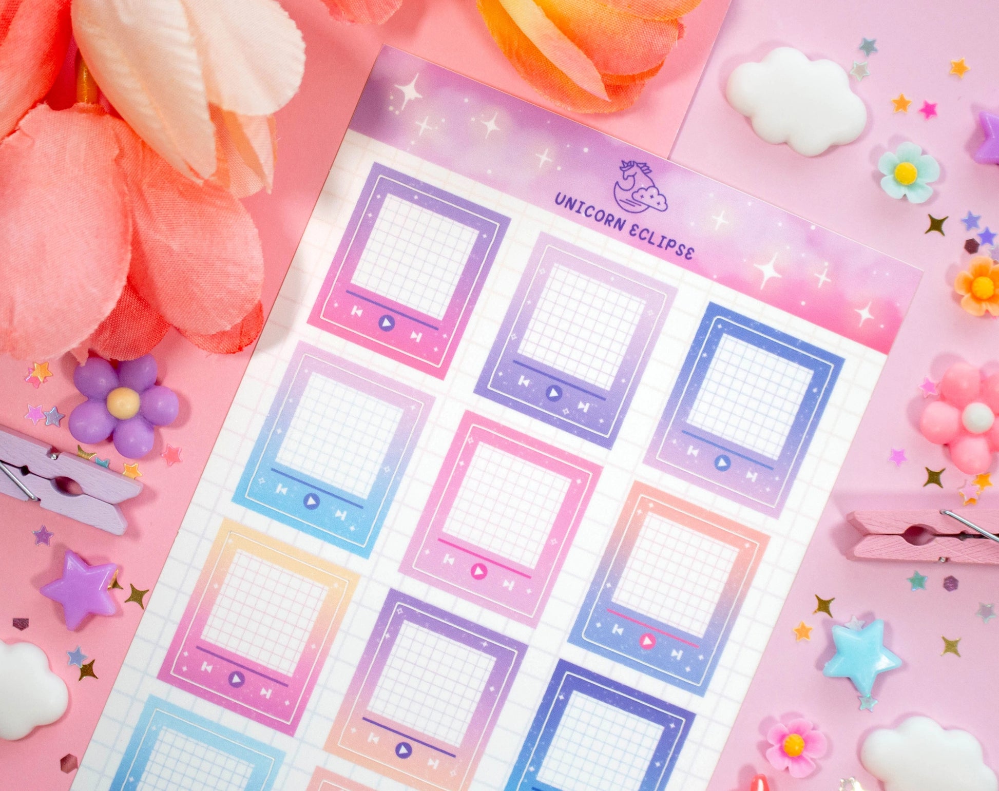 Gradient Music Players • Sticker Sheet •  Unicorn Eclipse
