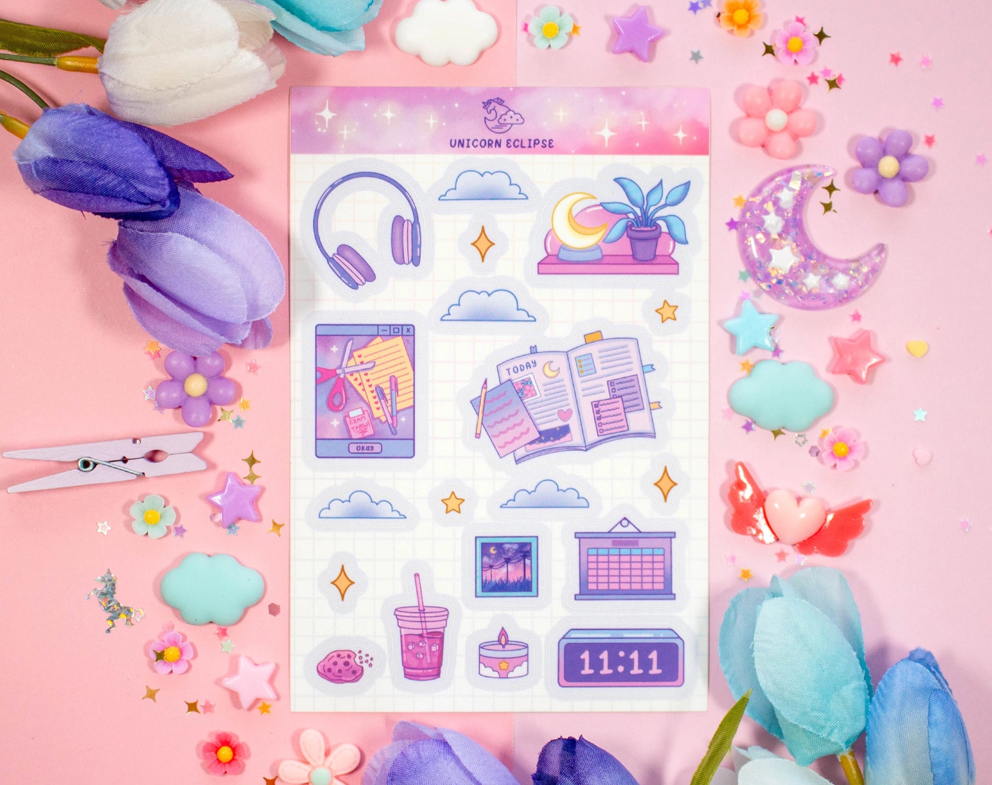 Study Night • Sticker Sheet •  Unicorn Eclipse