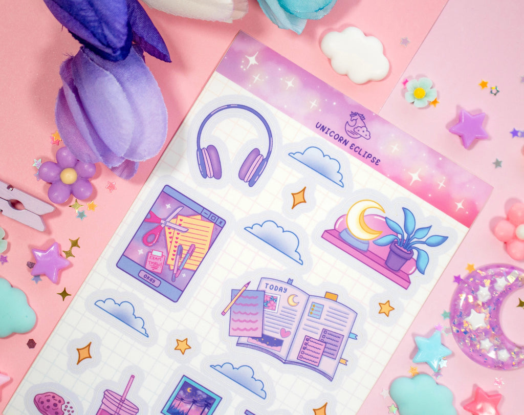 Study Night • Sticker Sheet •  Unicorn Eclipse