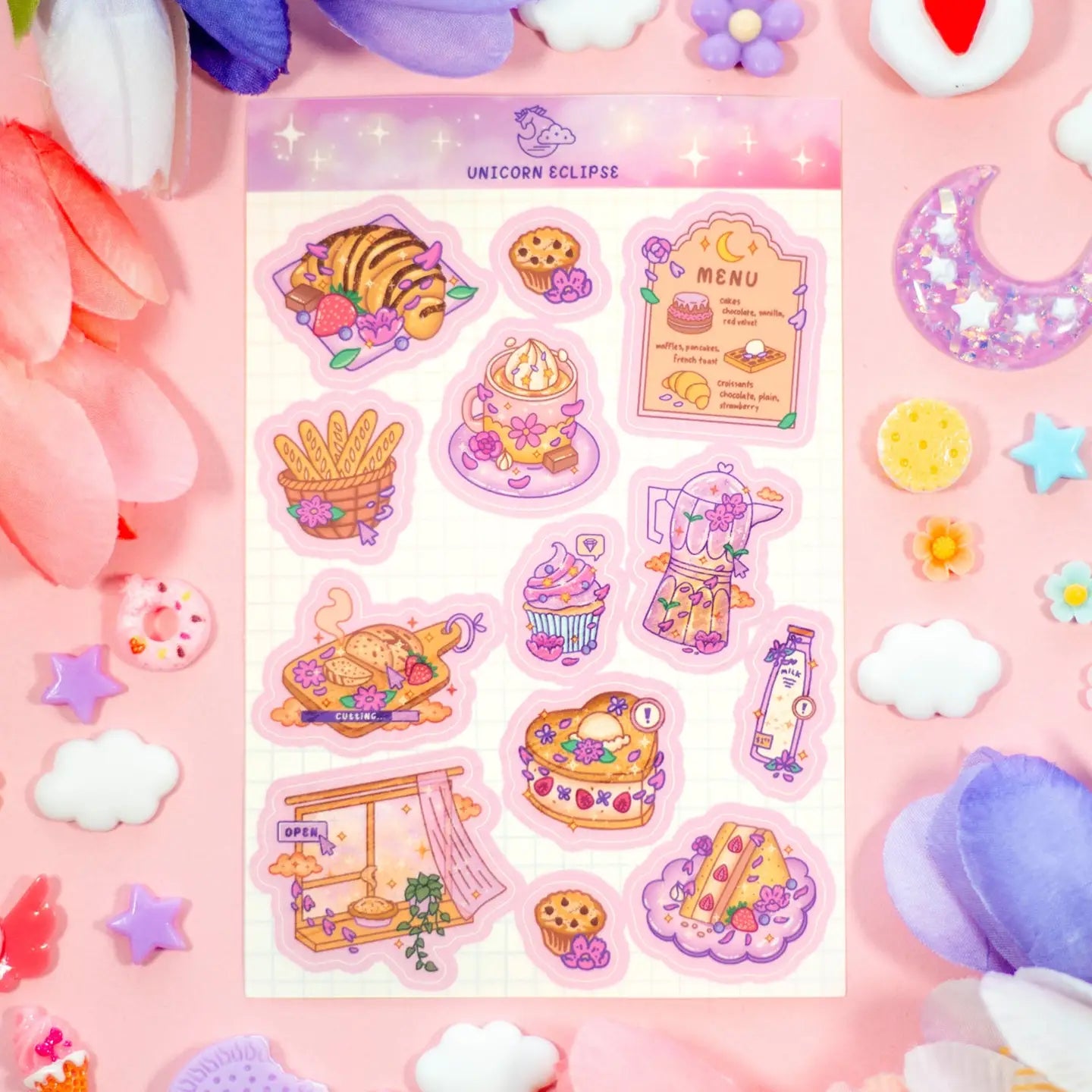 Cafe Quest • Sticker Sheet •  Unicorn Eclipse