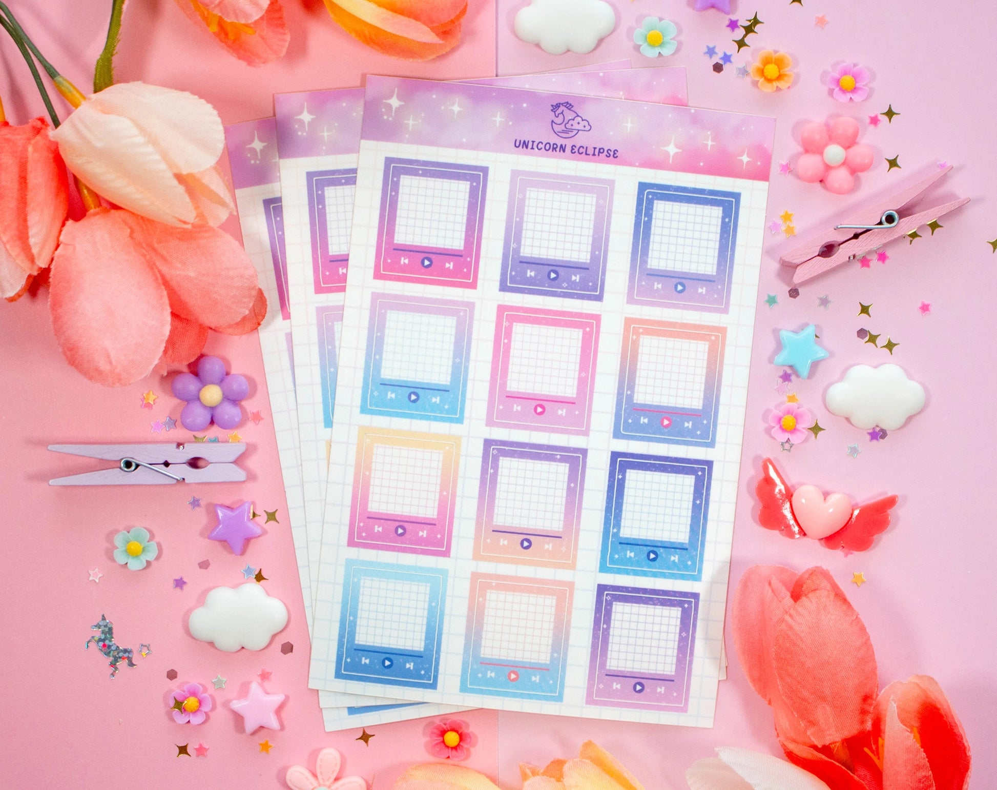Gradient Music Players • Sticker Sheet •  Unicorn Eclipse