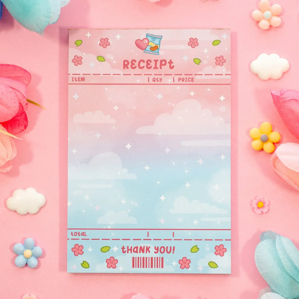 Kawaii Snacks Receipt Notepad • Unicorn Eclipse