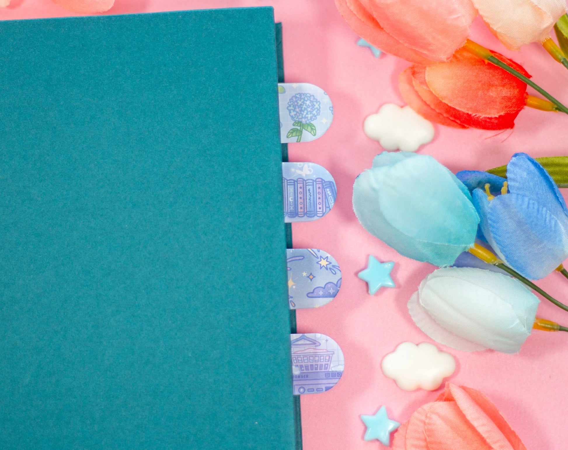 Blue Floral Sticky Page Flags • Unicorn Eclipse
