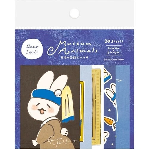 Museum Animals: Pearl Earring Bunny Deco Seal Stickers • Furukawashiko