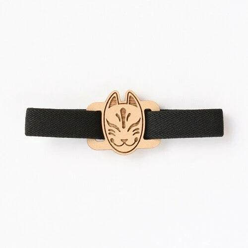 Kitsune Die-Cut Wood • Black Elastic Book Band