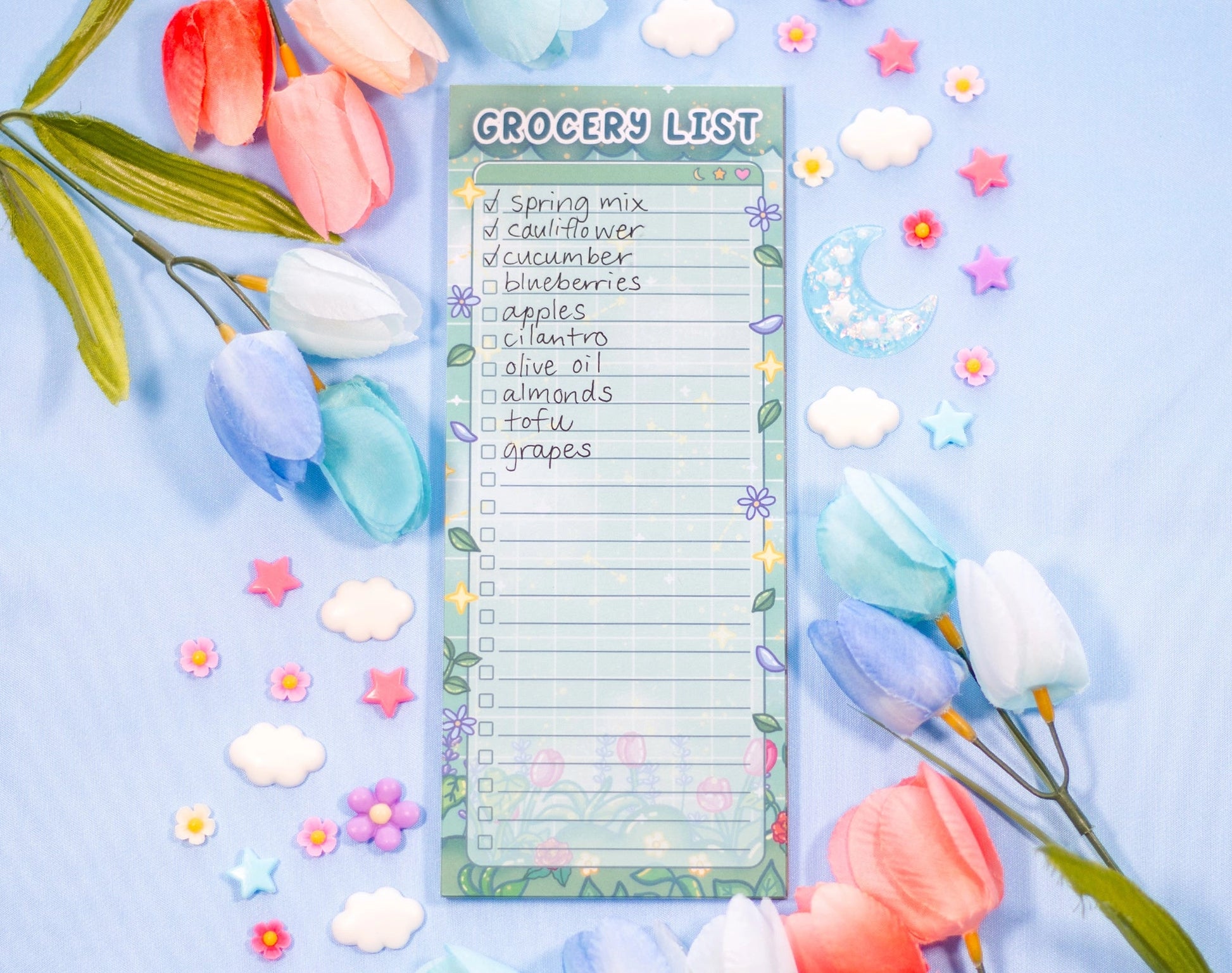 Botanical Bliss Grocery List Notepad • Unicorn Eclipse